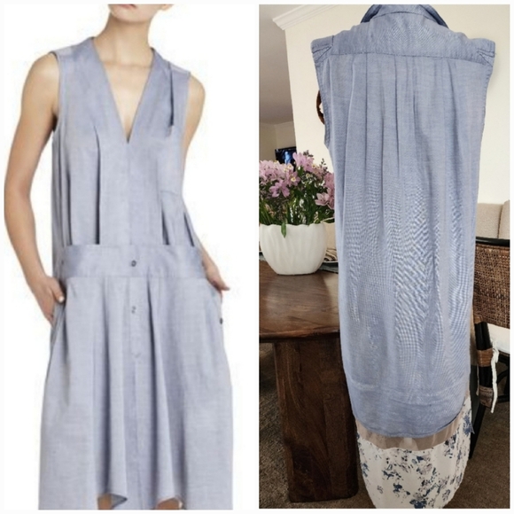 BCBGMaxAzria Dresses & Skirts - Runway BCBGMAXAZERIA Light Blue Chambray Floral Back Spring Summer Dress SZ.S